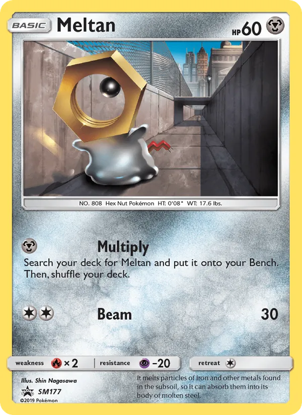 Carta Meltan, número SM177/248 da coleção Sol e Lua Promos