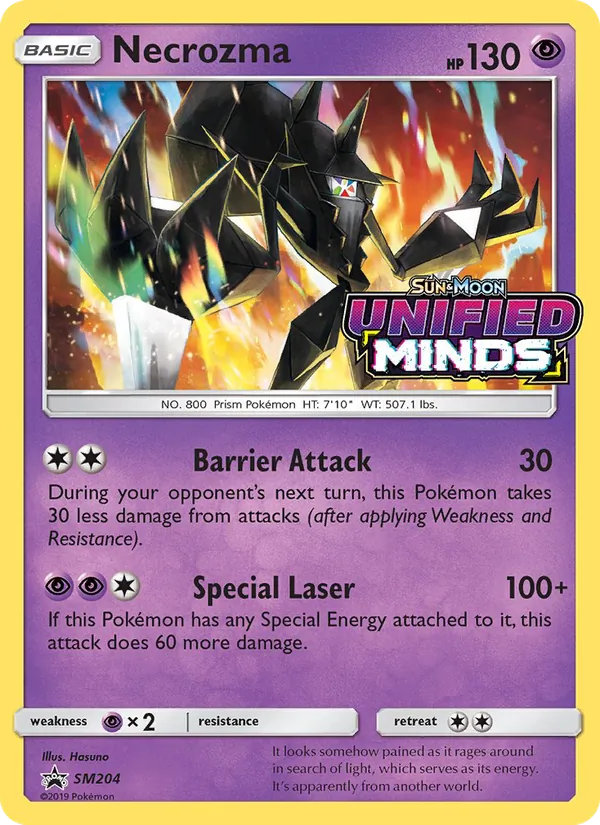 Carta Necrozma, número SM204/248 da coleção Sol e Lua Promos
