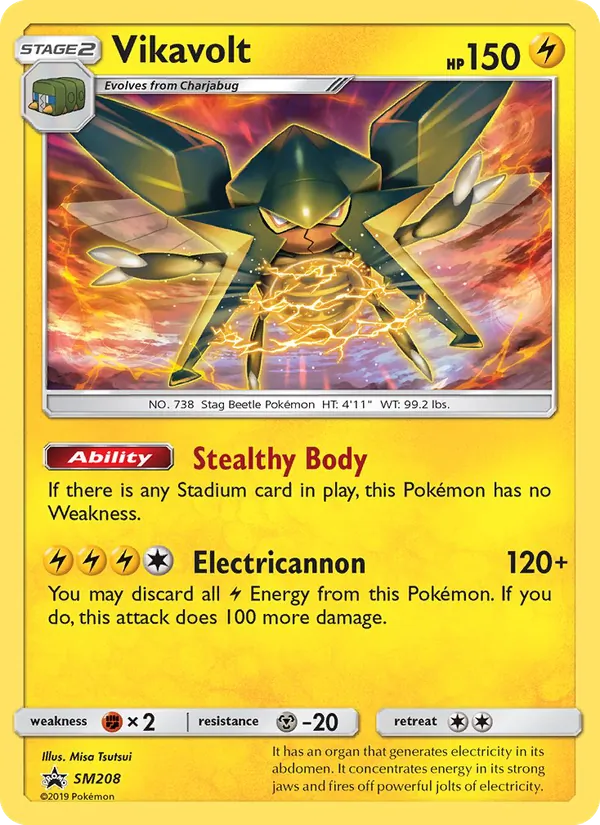 Carta Vikavolt, número SM208/248 da coleção Sol e Lua Promos