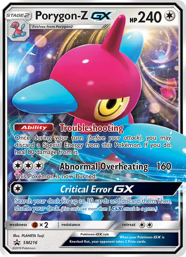 Carta Porygon-Z GX, número SM216/248 da coleção Sol e Lua Promos