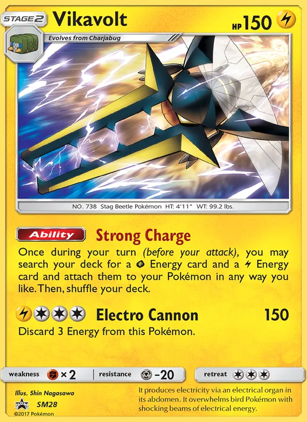 Carta Vikavolt, número SM28/248 da coleção Sol e Lua Promos