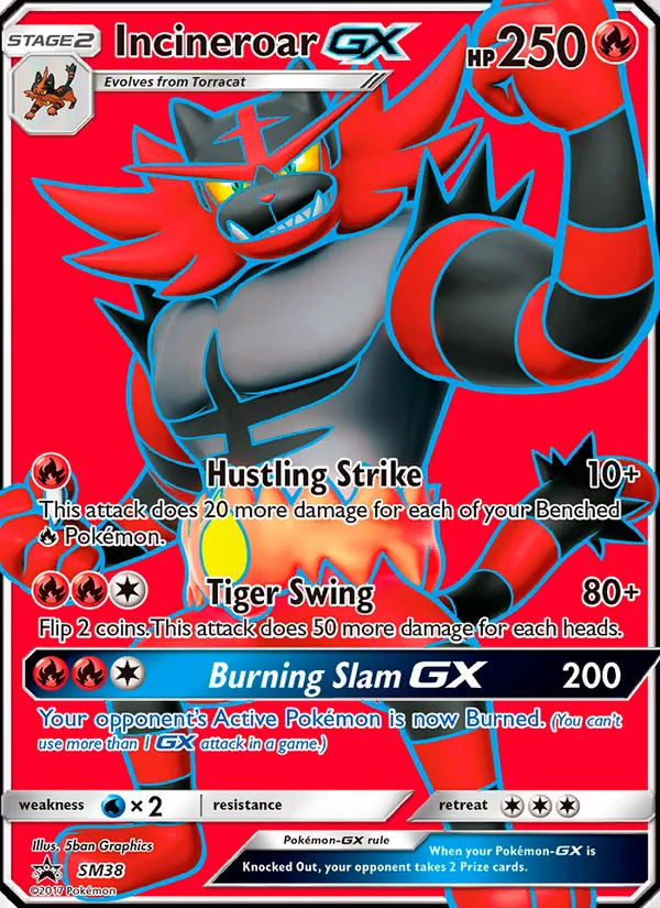 Carta Incineroar GX, número SM38/248 da coleção Sol e Lua Promos