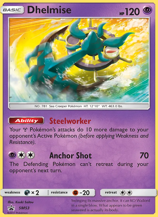 Carta Dhelmise, número SM53/248 da coleção Sol e Lua Promos