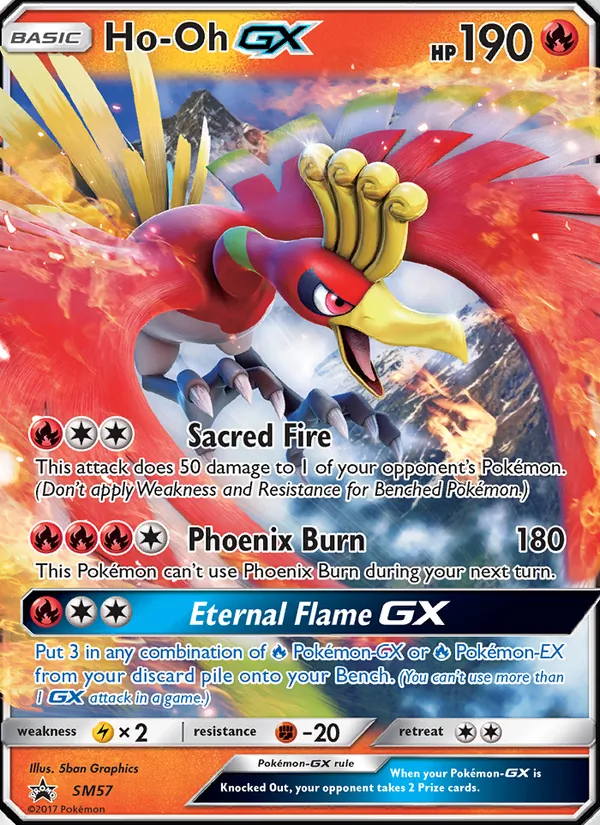 Carta Ho-Oh GX, número SM57/248 da coleção Sol e Lua Promos