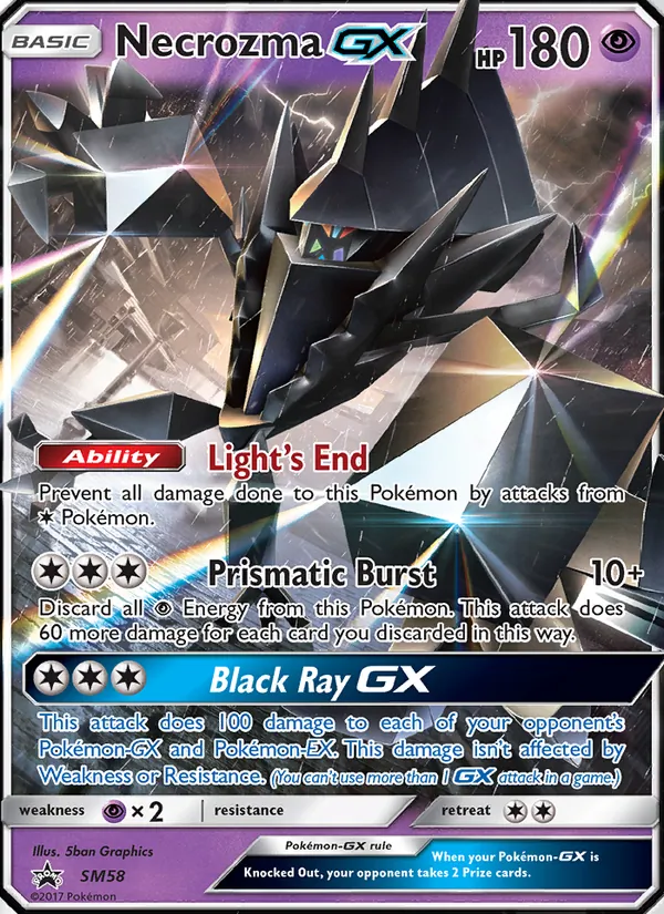 Carta Necrozma GX, número SM58/248 da coleção Sol e Lua Promos