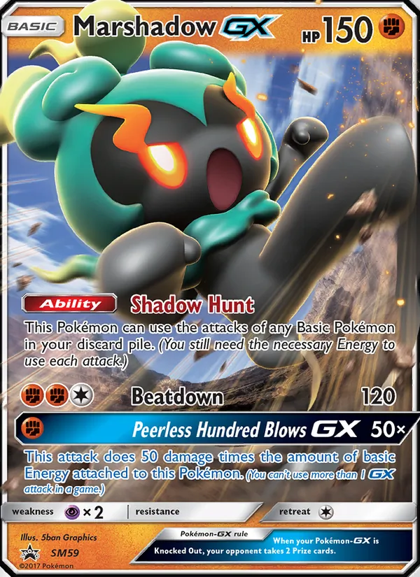 Carta Marshadow GX, número SM59/248 da coleção Sol e Lua Promos
