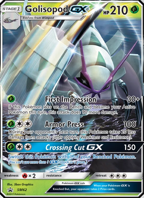 Carta Golisopod GX, número SM62/248 da coleção Sol e Lua Promos