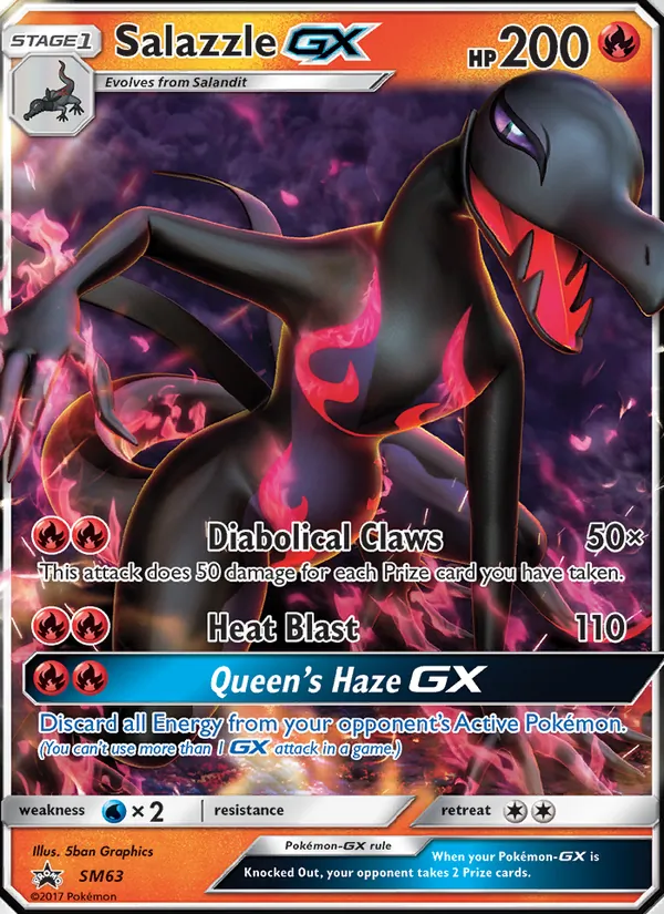 Carta Salazzle GX, número SM63/248 da coleção Sol e Lua Promos