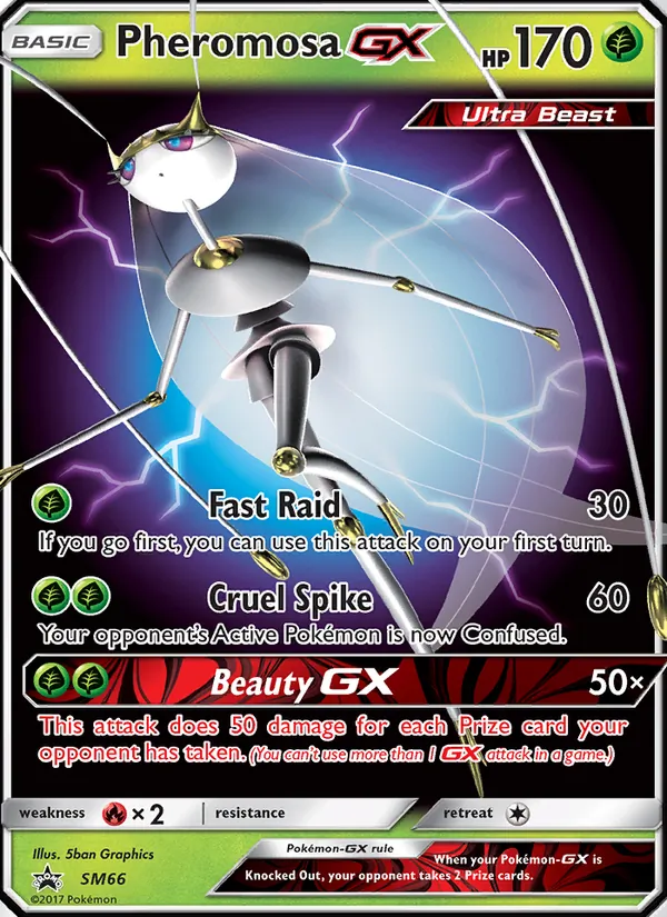 Carta Pheromosa GX, número SM66/248 da coleção Sol e Lua Promos