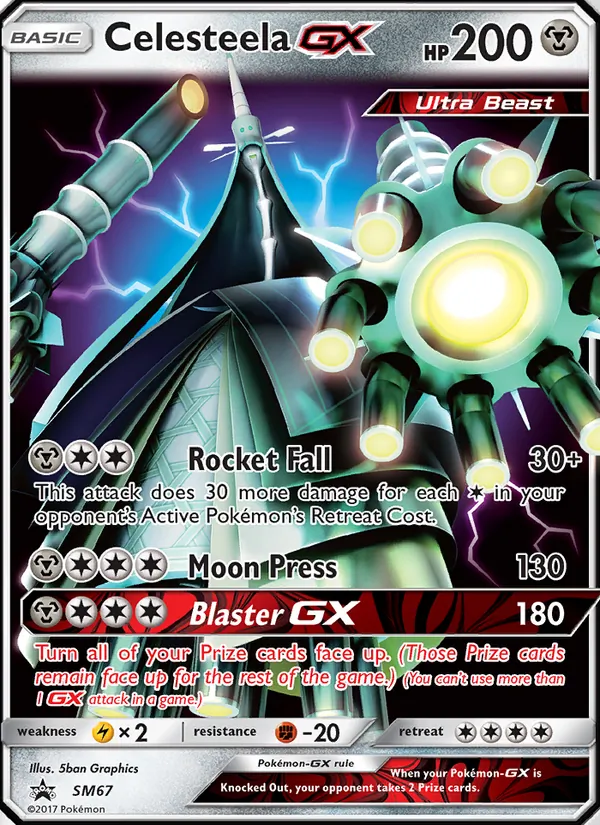 Carta Celesteela GX, número SM67/248 da coleção Sol e Lua Promos