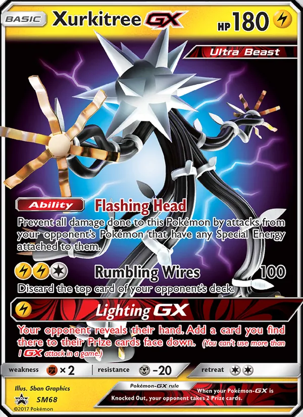Carta Xurkitree GX, número SM68/248 da coleção Sol e Lua Promos