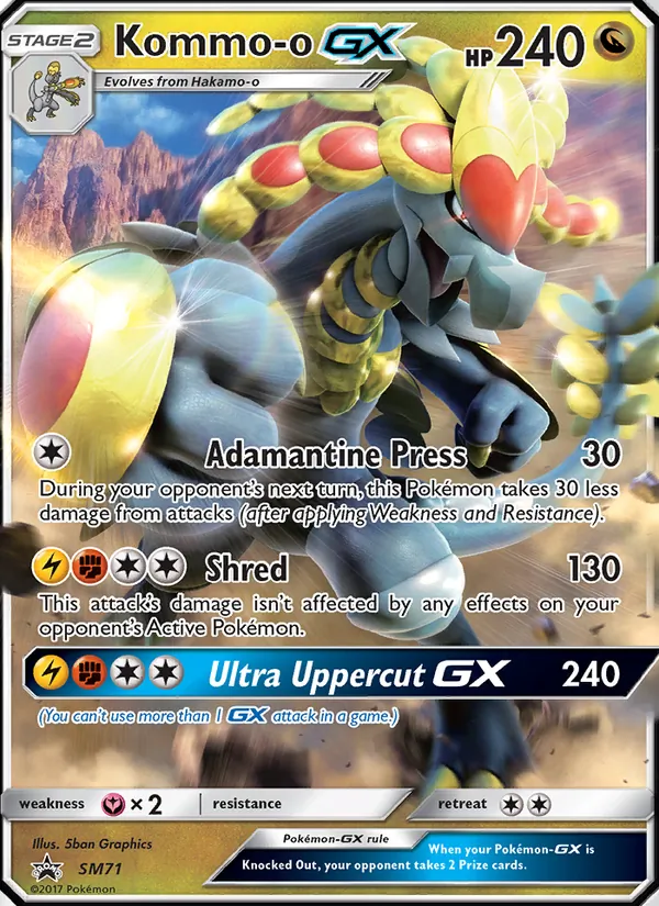 Carta Kommo-o GX, número SM71/248 da coleção Sol e Lua Promos