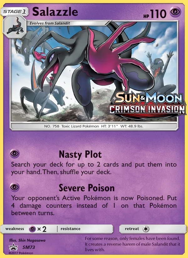 Carta Salazzle, número SM73/248 da coleção Sol e Lua Promos