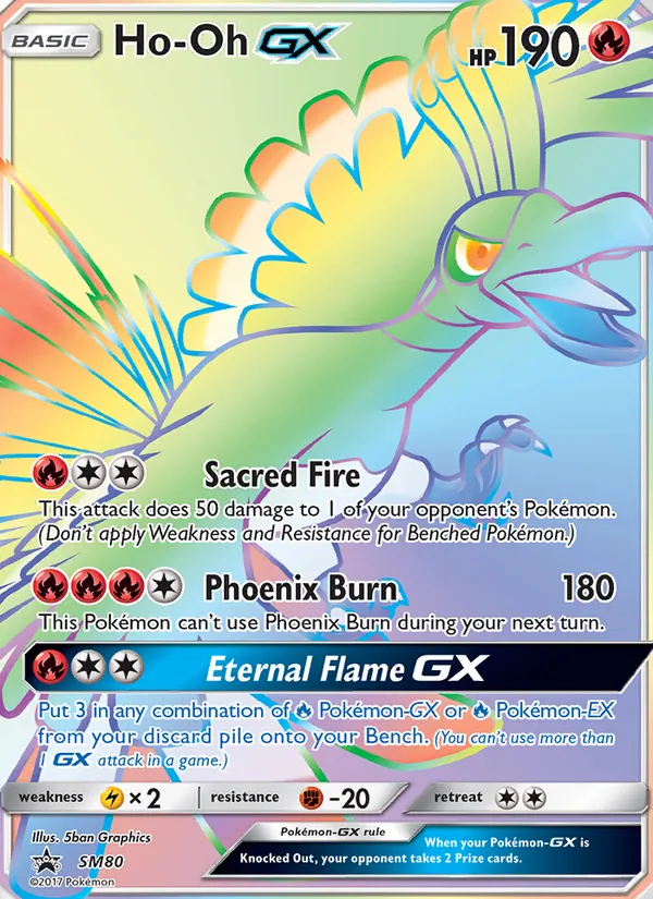 Carta Ho-Oh GX, número SM80/248 da coleção Sol e Lua Promos
