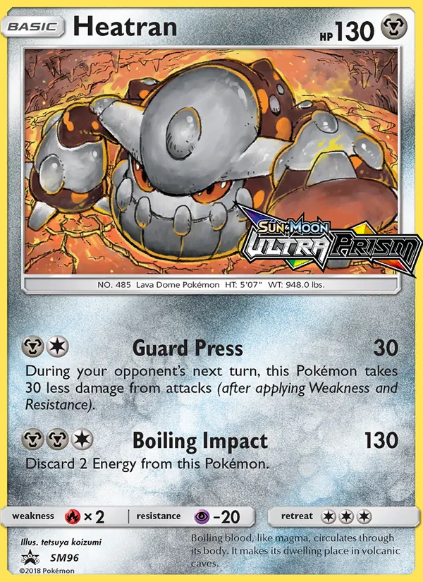 Carta Heatran, número SM96/248 da coleção Sol e Lua Promos