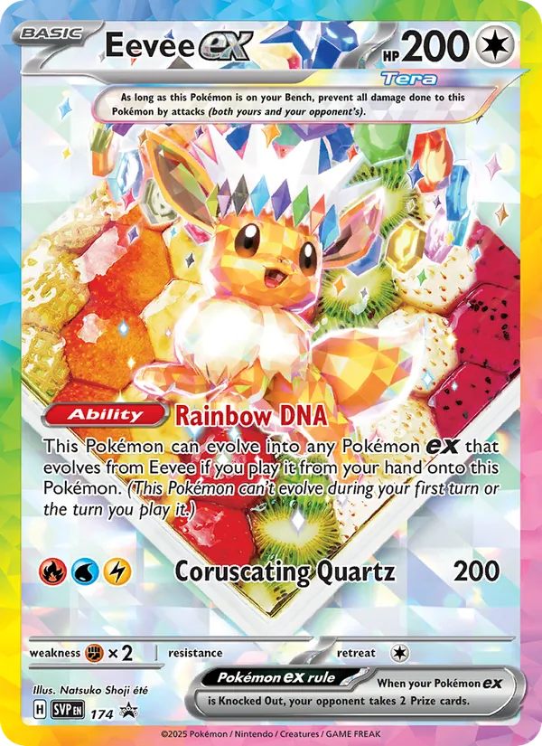Carta Eevee ex, número 174/225 da coleção SVP Black Star Promos