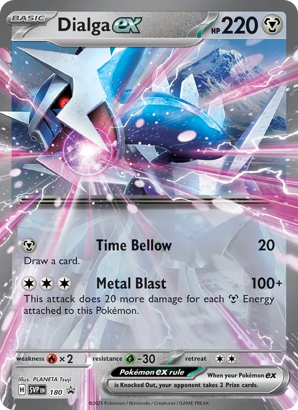 Carta Dialga ex, número 180/225 da coleção SVP Black Star Promos