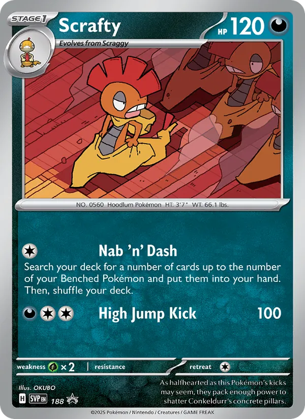 Carta Scrafty, número 188/225 da coleção SVP Black Star Promos