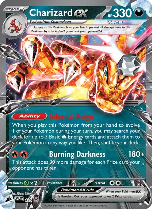 Carta Charizard ex, número 196/225 da coleção SVP Black Star Promos