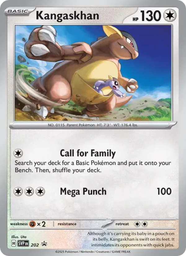 Carta Kangaskhan, número 202/225 da coleção SVP Black Star Promos