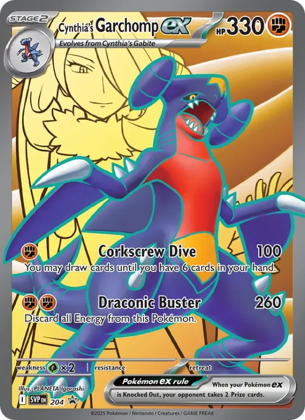Carta Garchomp ex da Cíntia, número 204/225 da coleção SVP Black Star Promos