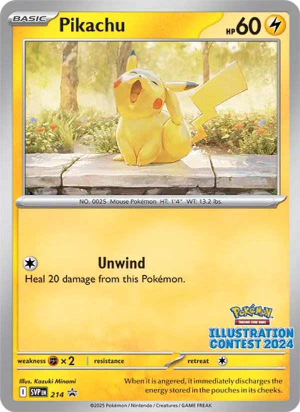 Carta Pikachu, número 214/225 da coleção SVP Black Star Promos