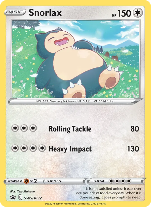 Carta Snorlax, número SWSH032/307 da coleção ESES Promos