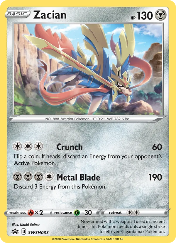 Carta Zacian, número SWSH033/307 da coleção ESES Promos