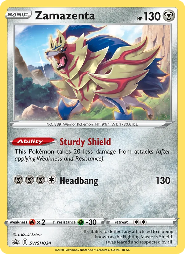 Carta Zamazenta, número SWSH034/307 da coleção ESES Promos