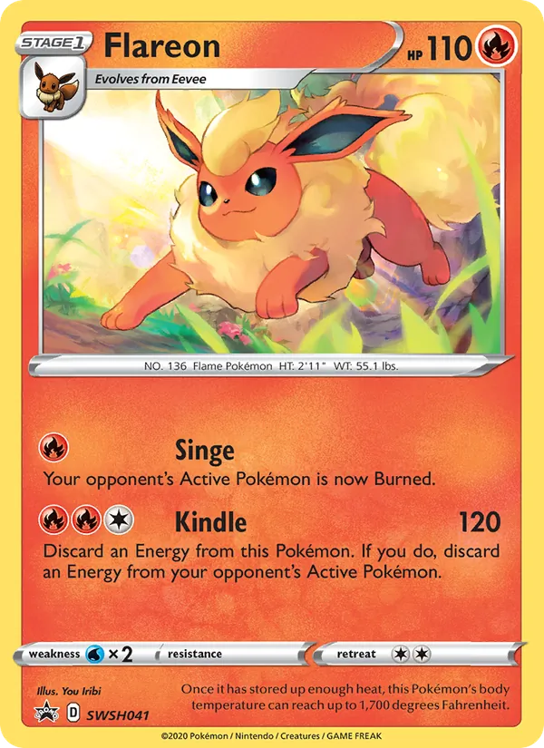 Carta Flareon, número SWSH041/307 da coleção ESES Promos