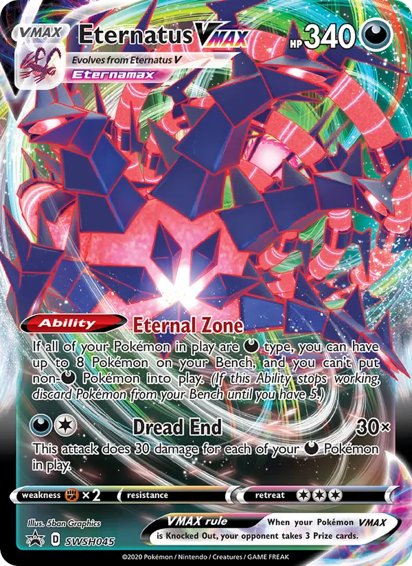 Carta Eternatus VMAX, número SWSH045/307 da coleção ESES Promos
