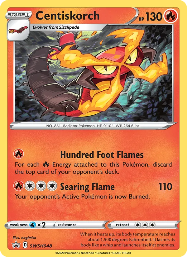 Carta Centiskorch, número SWSH048/307 da coleção ESES Promos
