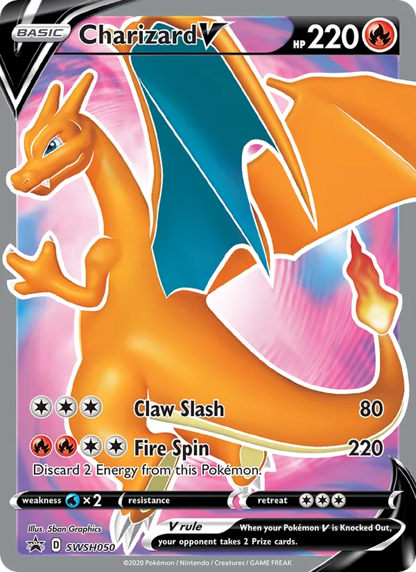 Carta Charizard V, número SWSH050/307 da coleção ESES Promos