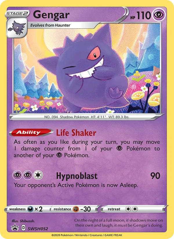 Carta Gengar, número SWSH052/307 da coleção ESES Promos