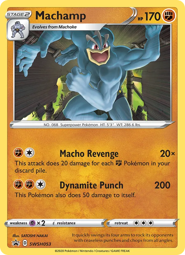 Carta Machamp, número SWSH053/307 da coleção ESES Promos