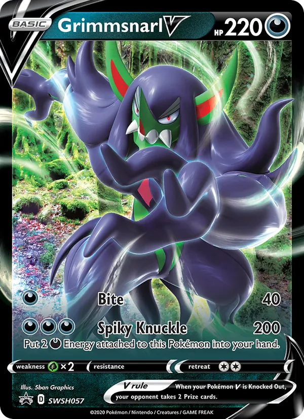Carta Grimmsnarl V, número SWSH057/307 da coleção ESES Promos
