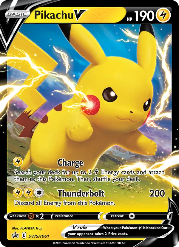 Carta Pikachu V, número SWSH061/307 da coleção ESES Promos