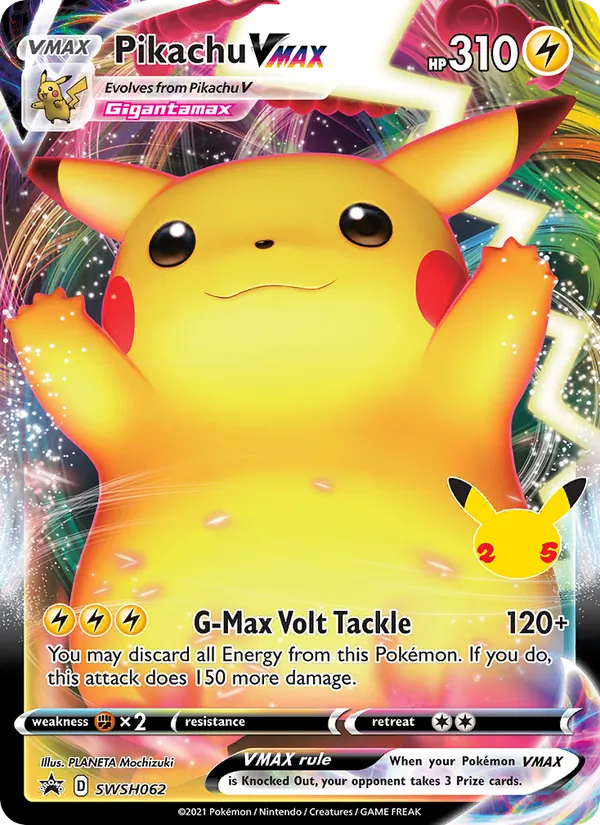 Carta Pikachu VMAX, número SWSH062/307 da coleção ESES Promos