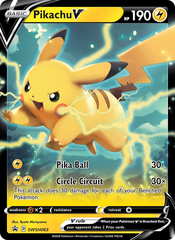 Carta Pikachu V, número SWSH063/307 da coleção ESES Promos