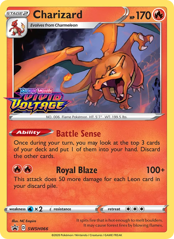 Carta Charizard, número SWSH066/307 da coleção ESES Promos