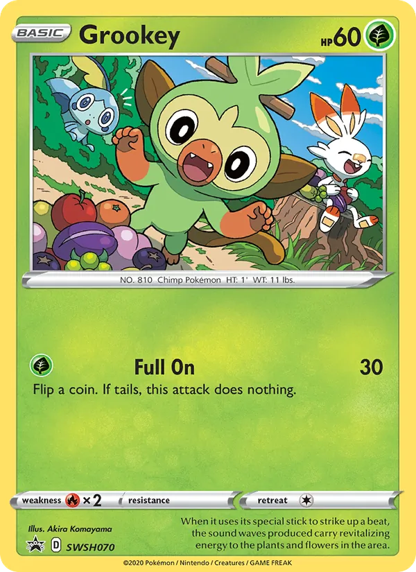Carta Grookey, número SWSH070/307 da coleção ESES Promos