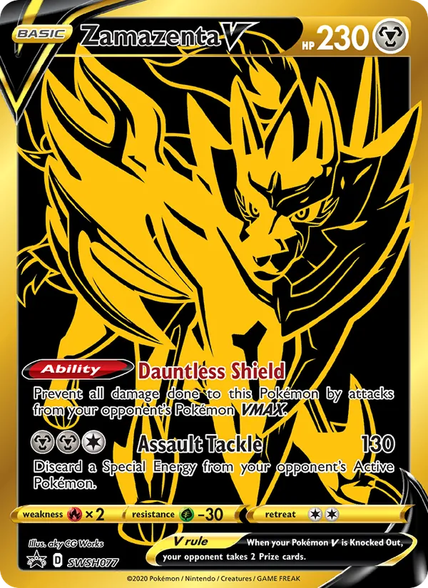 Carta Zamazenta V, número SWSH077/307 da coleção ESES Promos