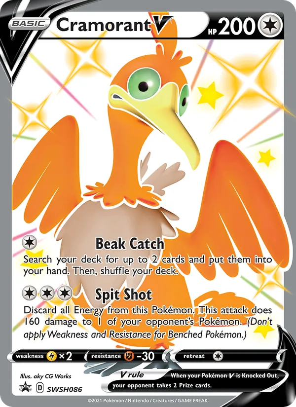 Carta Cramorant V, número SWSH086/307 da coleção ESES Promos