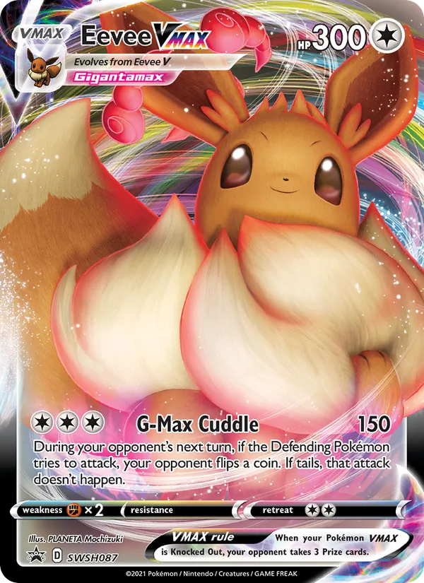 Carta Eevee VMAX, número SWSH087/307 da coleção ESES Promos