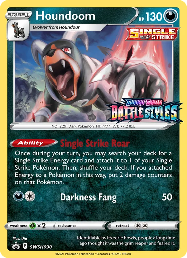 Carta Houndoom, número SWSH090/307 da coleção ESES Promos