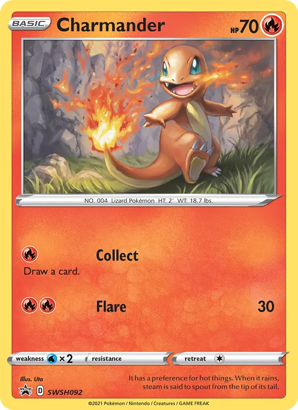 Carta Charmander, número SWSH092/307 da coleção ESES Promos