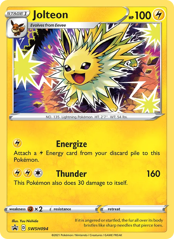 Carta Jolteon, número SWSH094/307 da coleção ESES Promos