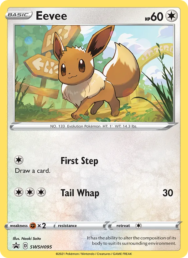 Carta Eevee, número SWSH095/307 da coleção ESES Promos