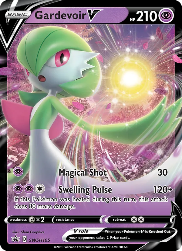 Carta Gardevoir V, número SWSH105/307 da coleção ESES Promos