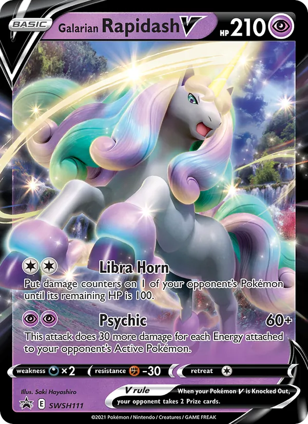 Carta Rapidash de Galar V, número SWSH111/307 da coleção ESES Promos